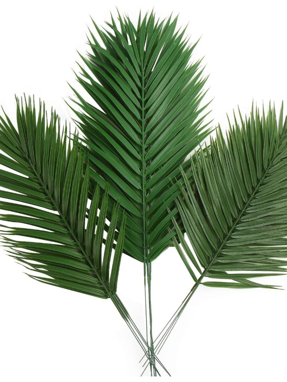 12 PCS Artificial Palm Leaves, Assorted Sizes Faux Large Palm Fronds Fake Tropic